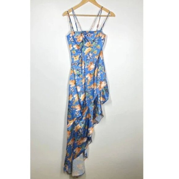 Nookie Simone Cut Out Asymmetrical Ruffle Hem Dress Blue Women's Size XS - Picture 7 of 10